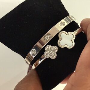 Silver and White Bracelet Set